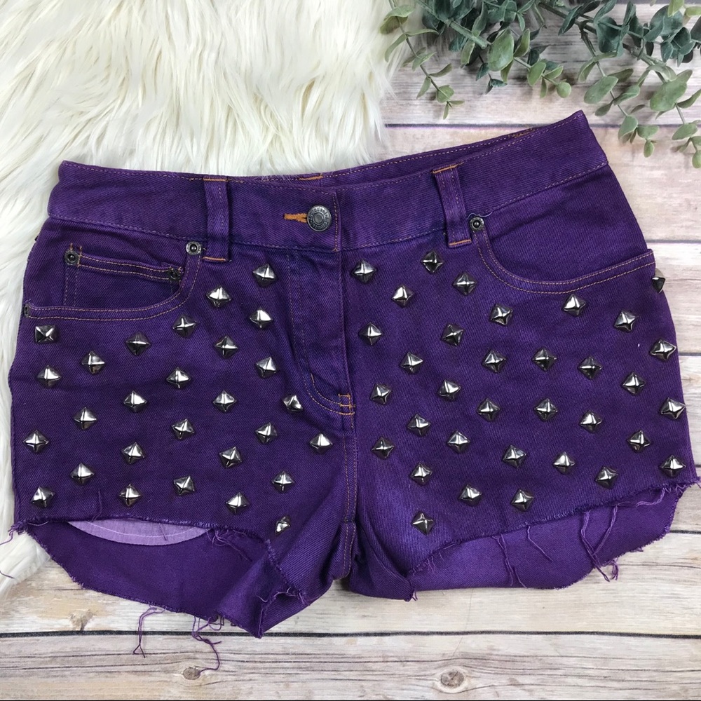 Vintage Mid Rise Studded Cutoff Jean Shorts